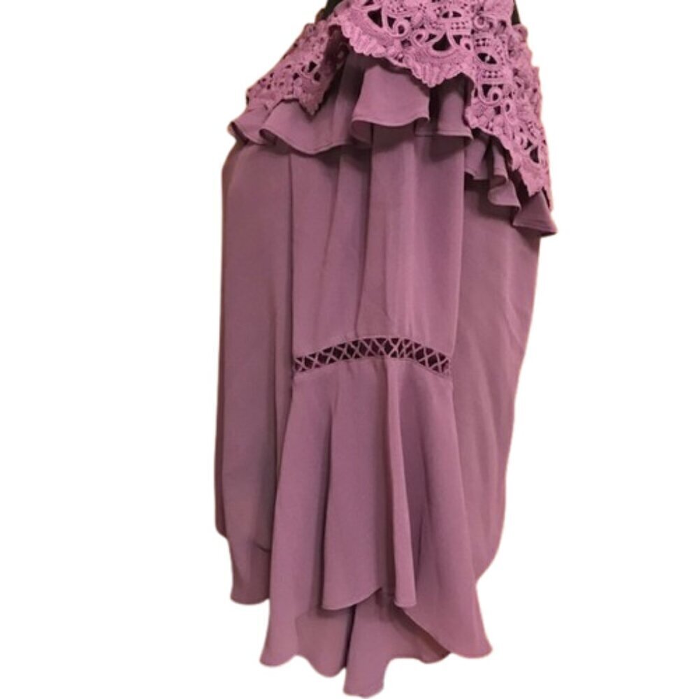 White House Black Market Women's Lavender Off the Shoulder Lace Blouse Large - Picture 4 of 8